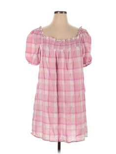 a.n.a. A New Approach Casual Dress Size: X-Large Pink Dresses - used. No Fabric Content, Square, Checkered/Gingham, Short, Short Sleeve | a.n.a. A New Approach Casual Dress: Pink Checkered/Gingham Dresses - Used - Size X-Large Casual Pink Plaid Dress With Short Sleeves, Pink Fitted Plaid Cotton Dress, Pink Cotton Plaid Summer Dress, Gingham Dresses, Spring Gingham Plaid Knee-length Dress, Summer Knee-length Gingham Plaid Dress, Pink Casual Dress, Pink Checkered, Pink Dress Casual