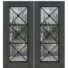 double doors with glass panels on each side and the same door frame as shown in this image