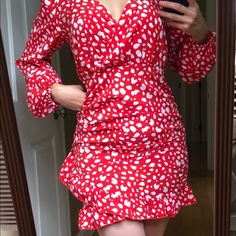 Brand New Shein Ruffle Trim Red And White Dress! This Gorgeous Dress Is Surprisingly Extremely Flattering, But Way Too Short For Me. I’m 5’3” And It’s Mid Thigh. It’s Like Wearing Shorts, But It’s A Dress. Really Nice Zipper In The Back And Easy To Get On And Off. Long Sleeves, But Materially Is Light So Still Perfect For Summertime Too. Really Sad To See It Go. Tags Did Not Come With It, But It Came New In The Bag. Shein Bodycon Dress, Navy Blue Velvet Dress, Red And White Dress, Bachelorette Dress, Blue Velvet Dress, Ditsy Floral Dress, Ruffle Trim Dress, Red Velvet Dress, Button Down Shirt Dress