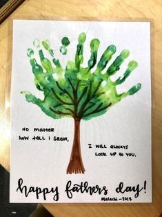 a father's day card with a handprint tree