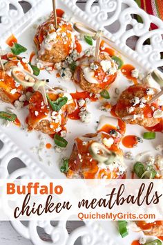 A plate of buffalo chicken meatballs! Buffalo Meatballs, Air Fryer Buffalo Chicken, Tailgate Parties, Homemade Buffalo Sauce, Appetizer Meatballs, How To Cook Meatballs, Pecan Salad, Homemade Ranch Dressing