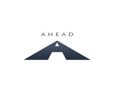 the logo for ahead with an arrow