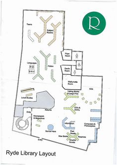 the floor plan for rye library layout