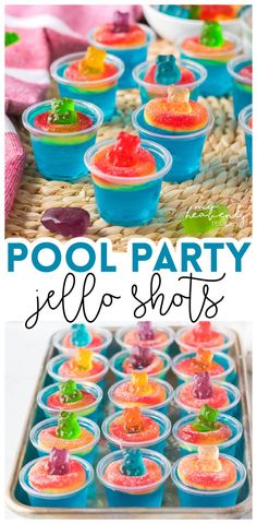 there are many jelly shots in plastic cups