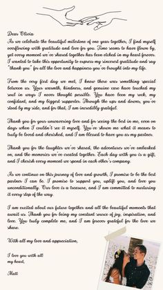 a letter written to a couple on their wedding day with the words, i love you