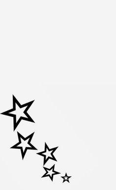 five black stars are flying in the sky above it's white background, and one is upside down