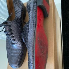 Barely Worn Christian Louboutin, No Scuffs In Excellent Condition, With Dust Bag And Box. Unfortunately No Receipt. Shoes Color, Louboutin Shoes, Christian Louboutin Shoes, Python, Derby, Christian Louboutin, Oxford, Dust Bag, Men's Shoes