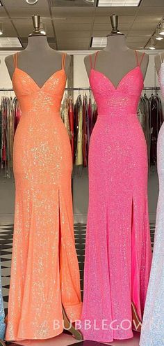 Mermaid Spaghetti Straps Sequin Long Sparkly Evening Prom Dresses, MR8 – BubbleGowns Neon Colored Prom Dresses, Prom Dresses Middle School, Colored Prom Dresses, Spring Formal, Custom Prom Dress, Stunning Prom Dresses, Custom Dress, Eighth Grade