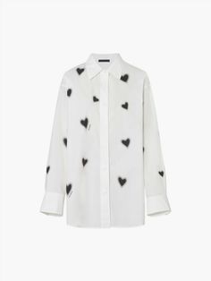 MO&Co. Women's Heart Print Cotton Shirt This casual shirt is made from soft, breathable 100% cotton for all-day comfort. It has a relaxed fit and is highlighted by contrasting hearts and lettering printed on the front. Perfect for layering or wearing on its own, it is an easy weekend wardrobe staple. Features : - Loose fit- Contrast heart and letter print- Made from comfy and breathable cotton Code: MBD2SHT007The back length of size S is 74.5cmMATERIALS & CARE Material: 100% CottonREMINDER: All Weekend Wardrobe, Own It, Casual Shirt, Heart Print, Letter Print, Letter Prints, Wardrobe Staples, Printed Cotton, Cotton Shirt