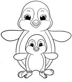 a penguin and its chickling coloring pages for kids to print out on the internet