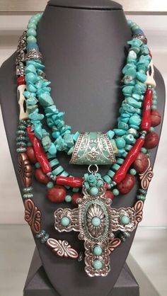 Rodeo season, southwest style Turquoise cross Western Jewerly, Santa Fe Jewelry, Cowgirl Necklaces, Wire Wrapped Stone Jewelry, Steam Punk Jewelry, Turquoise Cross, Repurposed Jewelry, Southwestern Jewelry