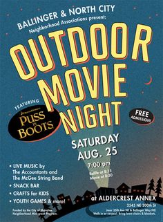 an outdoor movie night poster for the upcoming film