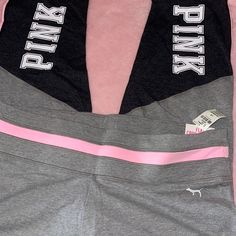 This Is A Very Cute Style Pink Athleisure Bottoms With Letter Print, Pink Athleisure Activewear With Letter Print, Pink Letter Print Activewear For Gym, Pink Stretch Activewear With Letter Print, Pink Fitted Activewear With Letter Print, Glitter Leggings, Vs Pink Leggings, Pink Workout