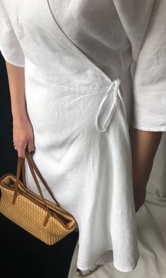 Lovely Handmade White Linen Wrap Dress Size XS, S, M, L with pockets. The dress is made of 100% linen, the lining too. It's not transparent at all. The white linen wrap dress in the pictures is custom made for a size S model (bust 88 cm, waist 68 cm, hips: 88 cm). For custom orders, send us your bust, waist and hip measurements. The cost will be +20euros. There are more cool new & vintage linen clothes for women in our high quality fabrics clothes shop, here on Etsy, such as this white linen Knee-length Tie Waist Wrap Dress For Brunch, Short Sleeve Midi Dress With Tie Waist For Brunch, Summer Half Sleeve Dress With Tie Waist, Summer Midi Dress With Belt And Half Sleeves, Summer Midi Dress With Belt And 3/4 Sleeves, Women Half Sleeve, White Linen Top, Linen Wrap Dress, Vintage Suits