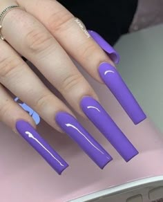 Colorful Summer Nails, Plain Acrylic Nails, Nails For 2023, Summer Nails Art, Grunge Nails, Purple Nail