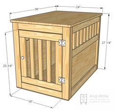 a wooden cabinet with measurements for the top