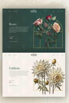 Flower Facts web page Web Flower Design, Modern Art Deco Art, Floral Website Design Inspiration, Beautiful Powerpoint Design, Traditional Website Design, Flowers Website Design, Art Deco Web Design, Flower Shop Graphic Design, Art Deco Website Design