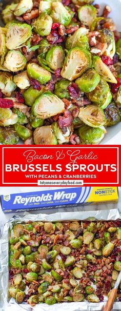 brussel sprouts with bacon and cranberries in foil packets