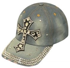 Denim Bling Cross Cap