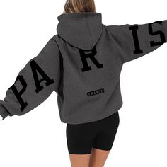 Printed Paris Hoodie for WomenStay stylish and comfortable all year round with our printed Paris hoodie. This paris hoodie. designed for women aged 18-24. is perfect for any season. Made from high-quality polyester. it offers a slight stretch for a comfortable fit. The casual style and loose fit make it an ideal choice for everyday wear. Featuring a hooded collar. full sleeves. and a regular clothing length. this paris hoodie is both functional and fashionable. With its printed pattern and synth Oversize Pullover, Hoodie Pattern, Streetwear Hoodie, Hoodie For Women, Oversized Hoodie, Green And Khaki, Workout Accessories, Full Sleeves, Casual Fits