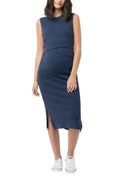 A great streamlined option for your next special event, this sleeveless maternity dress features layered detailing on the bodice and a built-in nursing flap. Mock neck Sleeveless Unlined 50% viscose, 35% cotton, 15% nylon Hand wash, dry flat Imported Elegant Sleeveless Bump Friendly Maternity Dress, Elegant Sleeveless Bump-friendly Maternity Dress, Elegant Sleeveless Bump-friendly Dresses, Elegant Sleeveless Bump Friendly Dresses, Fitted Sleeveless Maternity Dress, Bump Friendly, Chic Fitted Bump Friendly Dresses, Fitted Sleeveless Maternity Dress, Chic Sleeveless Maternity Dress, Nursing-friendly Sleeveless Maternity Dresses