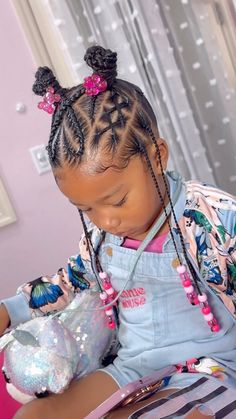 ✨ Precious kids ✨ | Ja’Adore ☺️💕. It’s the ✌🏾 and lips for me 😂😍. Natural hair FUN QUICK STYLE 💕 • • • • • • • miramarhairstylist #miramarbraider... | Instagram Up And Down Hairstyles Natural Hair, Lil Girl Hairstyles Black Natural, Toddler Hairstyles Black Kids, Short Hair Kids Hairstyles, First Day Of School Hairstyles For Kids, Rubberband Hairstyles Kids, Black Toddler Hairstyles Girl, Natural Hair Styles For Kids, Kids Braided Hairstyles Natural Hair