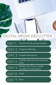 a poster with the text digital media declutter day 1 facebook friends groups and pages