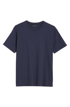 Classic, comfortable and easy to wear, this staple T-shirt looks great on its own and makes an ideal layer when the weather cools. Crewneck Short sleeves 96% cotton, 4% spandex Machine wash, tumble dry Imported Blue Cotton T-shirt For Layering, Basic Relaxed Fit Pima Cotton T-shirt, Casual Blue T-shirt For Layering, Simple Short Sleeve T-shirt For Layering, Casual Relaxed Fit T-shirt For Layering, Everyday Relaxed Fit Pima Cotton T-shirt, Solid Color Pima Cotton T-shirt For Everyday, Solid Pima Cotton T-shirt For Everyday, Everyday Pima Cotton T-shirt