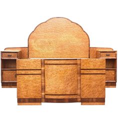 an image of a wooden furniture set with drawers and cupboards on it's sides