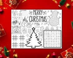 a christmas coloring page with presents around it