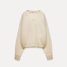 Zara Basic Cashmere Sweater (95%) Dark Beige 2893/169 Sweater Made With 95% Cashmere. V-Neck And Long Sleeves. Rib Trim. Outer Shell 95% Cashmere 5% Goat Hair Classic Neutral Tops For Winter, Zara Beige V-neck Sweater, Classic Neutral Sweater For Spring, Classic Cream Zara Top, Classic Beige Zara Sweater, Small Sweater, Dark Beige, Zara Basic, Sweater Making