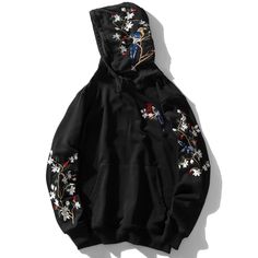 -Regular Usa Sizing: Model Is: 5 Feet 9 Inches Or 177 Cm And Is 170 Lbs Or 72.5 Kg And Is Wearing Size L -100% Cotton And Embroidery Design All Across The Hoodie Stitched And Embroidered With High Quality Patchwork Material -Magpie Birds And Flowers Embroidery Design With Lone Branches And Stems -Feature: Drawstring Hoodie With Kangaroo Pocket/ Straight Sleeves And Hem/ Loose Fit/ Layered Sleeves/ Color Block/ Drawstring With Metal Tips/ Hip Hop/ Streetwear/ --Good Color Combination And Stylish Japanese Trends, Loose Hoodie, Embroidery Hoodie, Streetwear Hoodie, Floral Hoodie, Flowers Embroidery, Birds And Flowers, Streetwear Mens, Japanese Embroidery