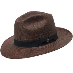 ↑ Click above to watch the video! ↑ El Patron (the boss) is a classic Trilby style made with 100% Toquilla Straw and a structured modern shape. It has a Chocolate straw contrasted with a black grosgrain band while featuring a reinforced center dent crown, as well as an adjustable inner sweatband that can be used for a tighter fit.Material: 100% Toquilla StrawBrim: 2 3/4" rear snapCrown: 4 5/8" center dentHatband: GrosgrainClimate: SunSweatband: Adjustable Handwoven in Ecuador. Hand-finished in t Luxury Classic Fedora In Toquilla Straw, Brown Fedora Hat In Toquilla Straw, Brown Woven Toquilla Straw Panama Hat, Brown Toquilla Straw Fedora, Chocolate Straws, Eco-friendly Brimmed Panama Hat In Toquilla Straw, Straw Panama Hat, Straw Fedora, Quality Hats