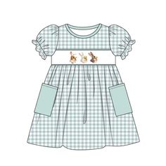 Material: Milk Silk Preorder If you order with other stock items,we will need ship together when this item finished~ Girl Green Dress, Easter Bunny Girl, Green Checkered, Baby Skirt, Girls Boutique Clothing, Baby Fits