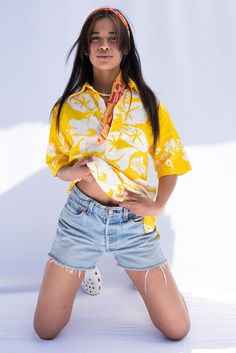 Vintage x Resurrection Hawaiian Oversized Pullover Shirt In Yellow Yellow Shop, Vintage Hawaiian, Oversized Pullover, Pullover Shirt, Market Place, Tahiti, Workout Shorts, Oversized Fits, Yellow White