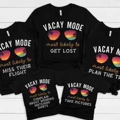 Fun Beach Season Family Vacation T-shirt, Fun Black Tops For Beach Season, Summer Graphic Print Matching T-shirt, Family Matching T-shirt For Beach Season Vacation, Family Matching T-shirt For Beach Vacation, Funny Print Black Tops For Vacation, Family Matching Graphic Print Tops For Vacation, Black Tops With Funny Print For Vacation, Black Top With Funny Print For Vacation