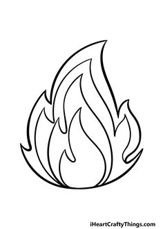 a black and white drawing of a fire