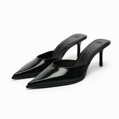 Heeled Mules. Pointed Toe. Heel Height: 2.4 Inches (6 Cm) New In 2023 Elegant Zara Mules For Spring, Zara Closed Toe Mules For Party, Elegant Zara Pointed Toe Mules, Sleek Zara Heels For Spring, Zara Chic Pointed Toe Mules, Chic Zara Pointed Toe Mules, Elegant Closed Toe Zara Mules, Elegant Closed Toe Mules By Zara, Elegant Zara Closed Toe Mules