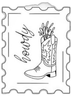 a drawing of a cowboy boot with flowers in it and the words, thank you