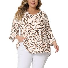 The peplum style of these blouses accentuates your curves and creates a flattering silhouette, boosting your confidence. The polka dot pattern adds a touch of playfulness and on-trend aesthetics to your outfit, making you a fashion-forward trendsetter. Pair this blouse with jeans, skirts, or trousers to create various stylish outfits for both casual get-togethers and formal events. Perfect for any occasion, from work to weekends, shopping to vacations, and even parties. Please check your measure Peplum Tops, Plus Size Blouse, Plus Size Brands, Peplum Styles, Blouse For Women, Outfit Making, Polka Dot Pattern, Plus Size Blouses, Long Sleeve Casual