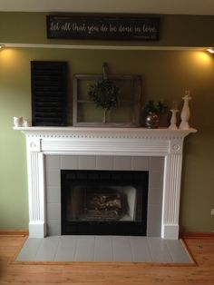 the fireplace is clean and ready to be used in the living room or dining room