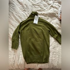 Nwt Zara Sweater Green Funnel Neck Sweater For Fall, Fitted Khaki Fall Sweater, Fitted Khaki Sweater For Fall, Fitted Long Sleeve Khaki Sweater, Trendy Olive Tops For Winter, Olive Long Sleeve Sweater For Spring, Fitted Casual Khaki Sweater, Spring Stretch Turtleneck Outerwear, Green Zara Winter Tops