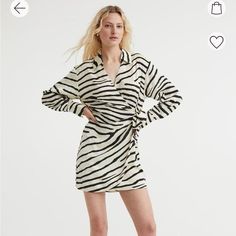 H&M Satin Long Sleeve True Wrap Shirt Dress Animal Print Zebra Print Size Medium Nwt Dress Animal Print, Wrap Shirt Dress, Dress H&m, Satin Long Sleeve, Wrap Shirt, H M Dresses, Hm Dress, Zebra Print, Animal Print