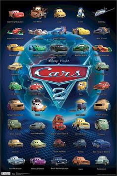 the cars movie poster from disney pixar, which features characters from all over the world