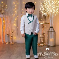 Rocco Vest Set – Itty Bitty Toes Green Slacks, Serena Dress, Stylish Boy, Eliza Dress, Vest Set, Suspenders Set, Belle Dress, Couture Outfits, Brand Dresses