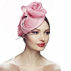 🎩Fascinator Hats for Woman Tea Party Church Headwear 📌BUY 2 ANY HATS IN OUR SHOP AND GET 10% OFF  use code TWO2HATS or link:  https://www.etsy.com/shop/MillinerySupplyShop?coupon=TWO2HATS  ✅Dimentions:9x6,5x4 in.(23x17x10cm);      Sinamay 100% natural Abaca palm's fiber;      One size fascinator holds on a brown headband;      Handmade;      Biodegradable;     📌The standard color of the headband on the fascinator is brown.      If you prefer a different color of the headband, just mark it whe Hats Outfit, Fascinator Hats Outfit, Brown Headband, Red Fascinator, Headband Handmade, Fiber One, Banana Palm, British Wedding, Pink Fascinator