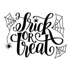 trick or treat lettering with spider and web