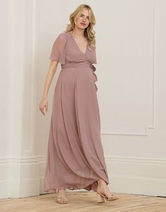 Soft, flattering & utterly feminine, Seraphine's Mauve Maxi Maternity & Nursing Wrap Dress is a stunning style for special occasions - we love it for weddings. Elegant Summer Maternity Bridesmaid Dress, Elegant Floor-length Maternity Dress For Wedding, Flowy Maternity Bridesmaid Dress For Spring, Flowy Maternity Dress For Bridesmaid In Spring, Flowy Chiffon Maternity Dress For Wedding, Feminine Flowy Dress For Wedding Guest, Flowy Maxi Maternity Dress For Wedding, Flowy Maxi Length Maternity Dress For Wedding, Chiffon Maxi Maternity Dress For Wedding