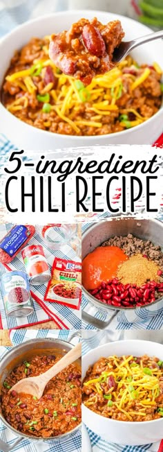 the ingredients for this chili recipe are in bowls