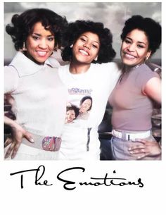 three women standing next to each other in front of a white background with the caption, the emotans